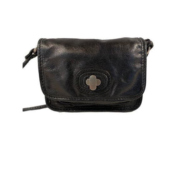 Fossil Handbags - Fossil Mini Leather Crossbody Bag Black Crackled Finish/ Twist Lock SL2206
